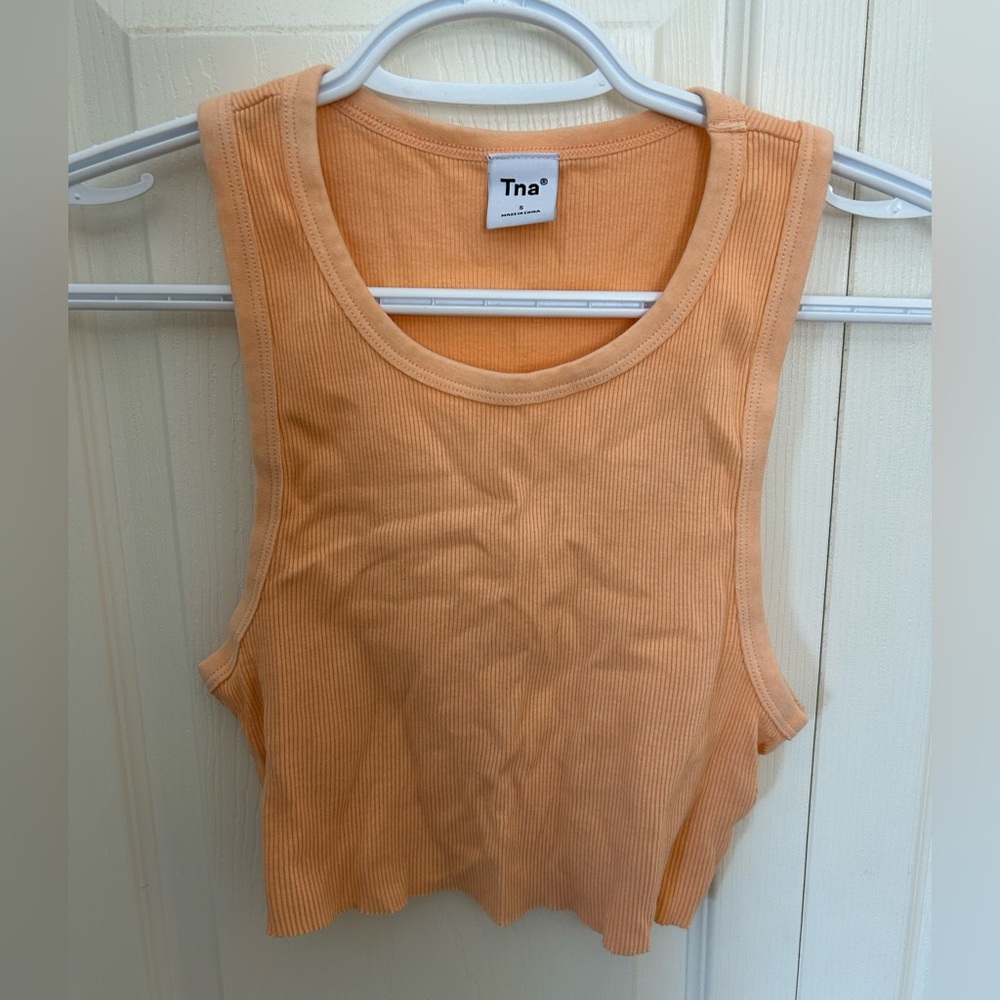 Tna Orange Ribbed Crop Tank Top
